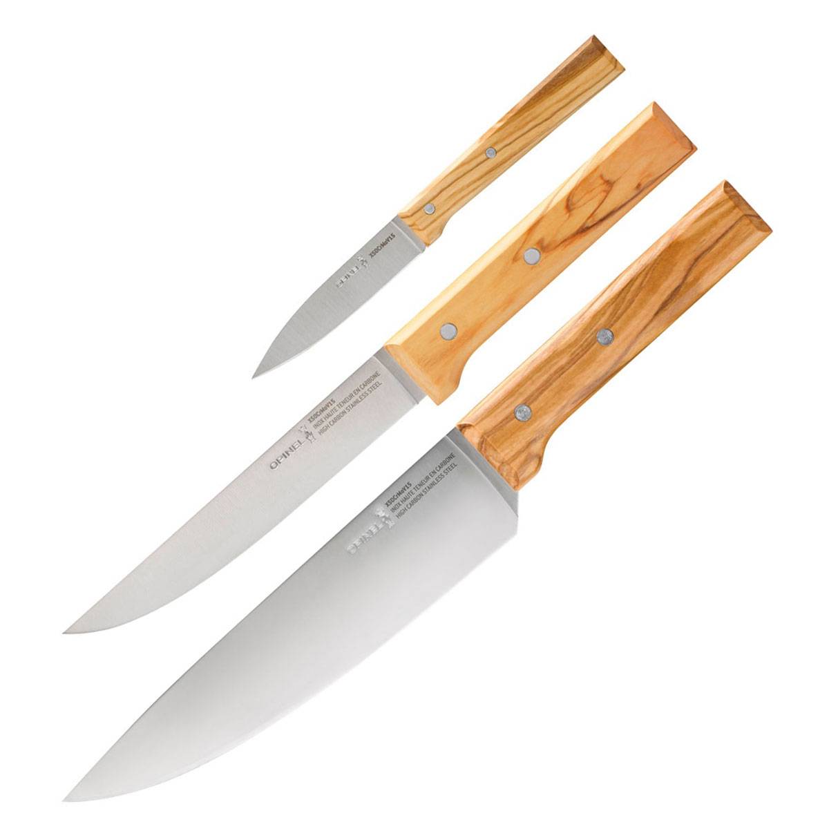 Opinel Parallele Trio Messer-Set - 3-Teilig Olivenholz