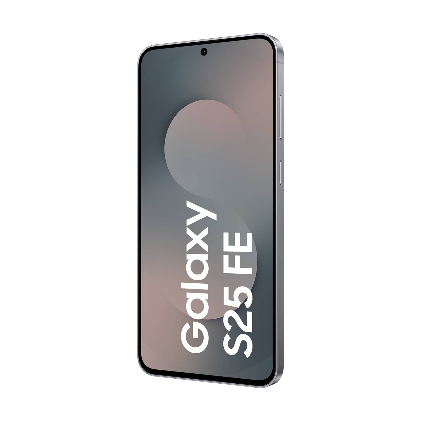 Samsung Galaxy S25 FE Smartphone in einer vorderen Schrägansicht mit dem Bildschirm, der 