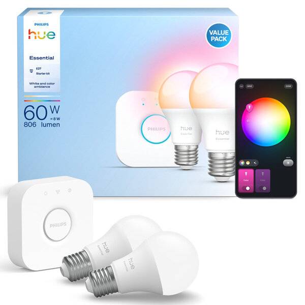 Philips Hue Starter Kit Essential E27 2er + V2 bridge