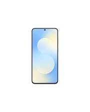 Ein Smartphone mit minimalistischem Design, mit einer blau-weißen abstrakten Tapete auf dem Bildschirm.