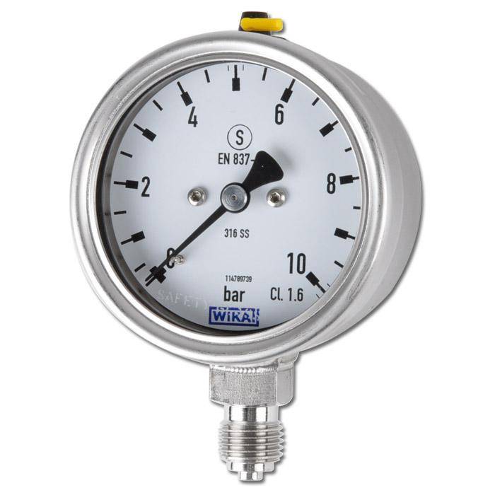 Manometer - Klasse 1,6 - Ø 63 - Überdruck - Anschluss G 1/4" B unten - Skalenteilung 20 - Anzeigebereich 0 bis 600 bar