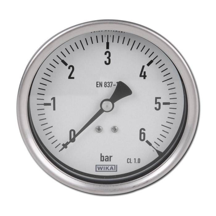 Manometer - Ø 100 mm - Vakuum - G 1/2" - Skalenteilung 0,02 - Anzeigebereich -1 bis 0 bar 
