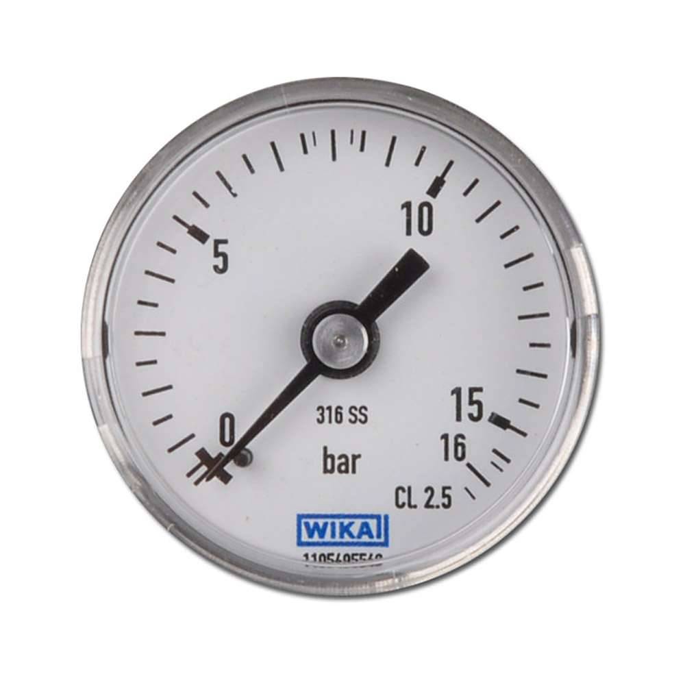 Manometer - Ø 40 - Überdruck - G 1/8" - Skalenteilung 0,5 - Anzeigebereich 0 bis 16 bar
