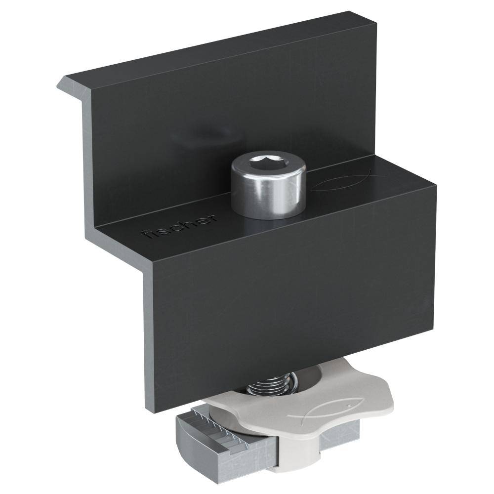 Endklemme vormontiert PM F 31 AL - Aluminium - schwarz eloxiert - Moduldicke 31 mm - VE 10 Stück - Preis per VE