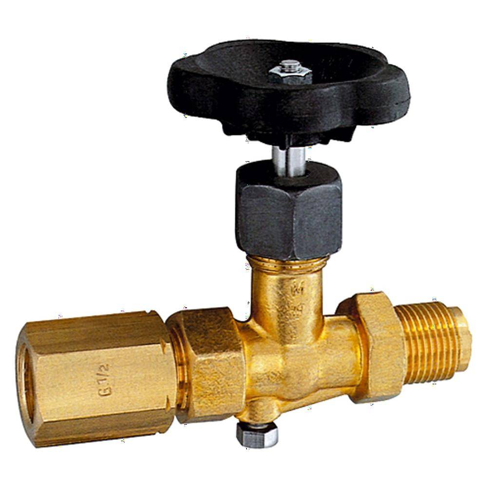 Manometer-Absperrventil - Zapfen-Spannmuffe - Messing - G 1/2 - PN 250 bar - SW 27 mm - DIN16270