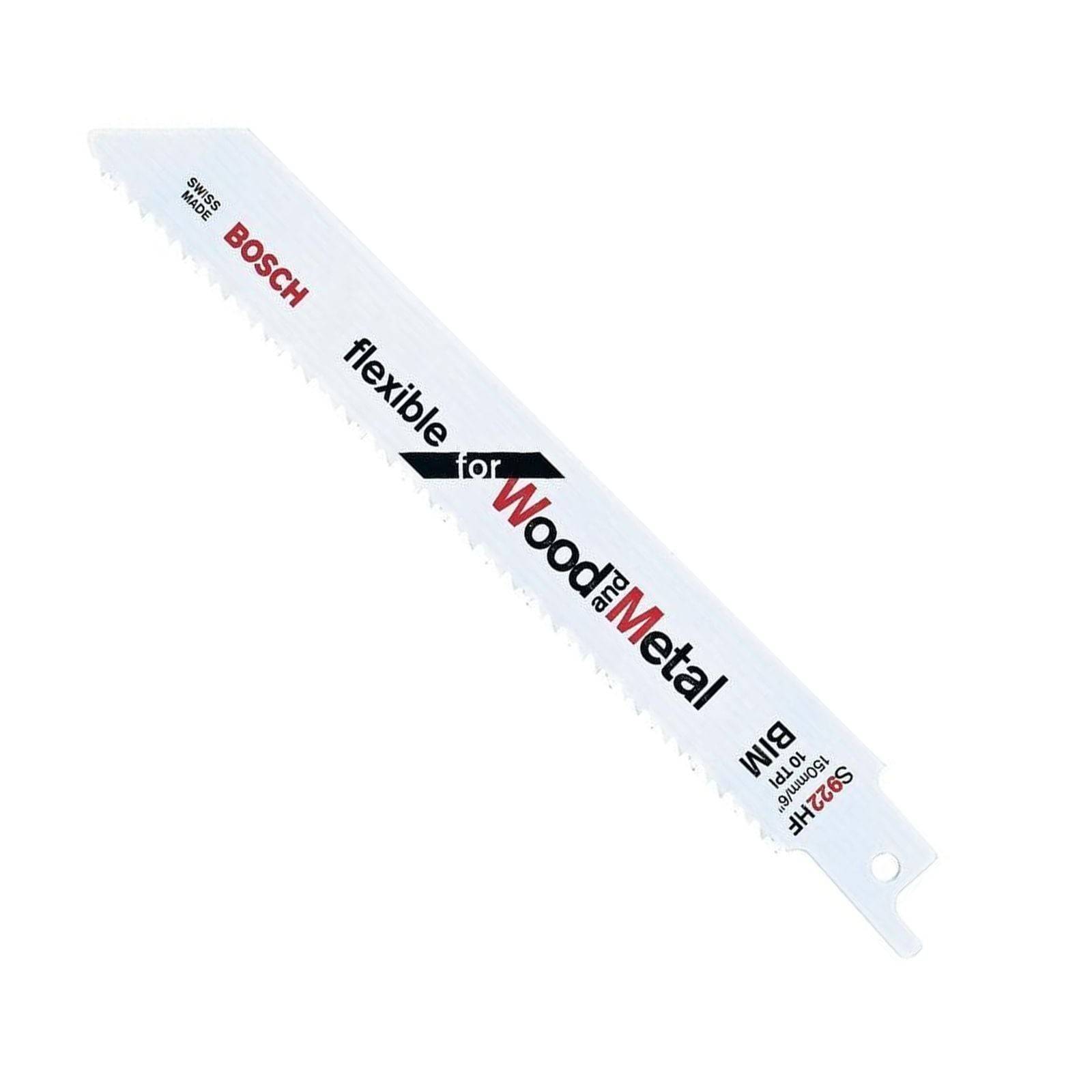 Eine weiße Bosch Sägeblatt mit der Beschriftung „flexibel für Holz und Metall