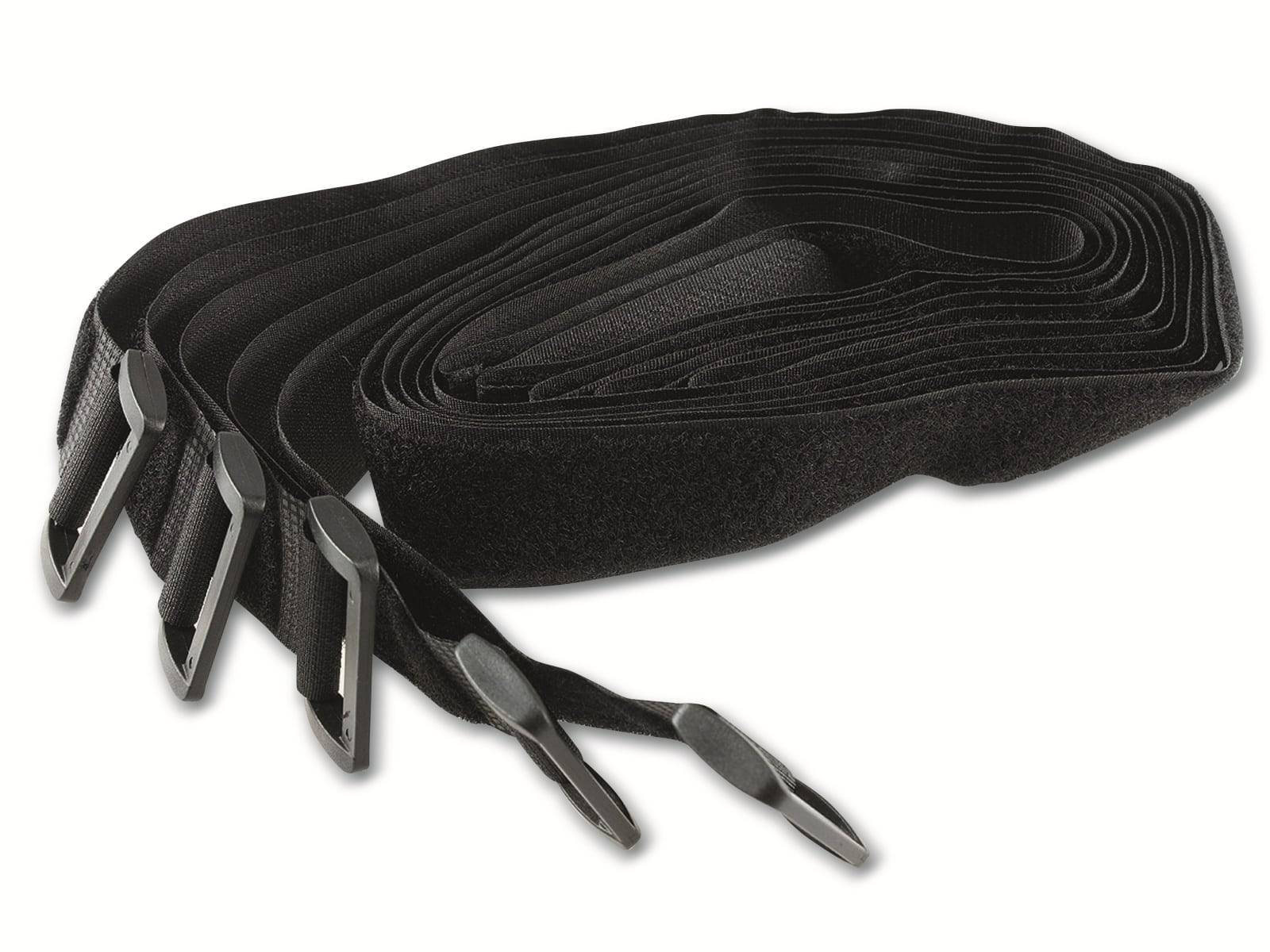 CHILITEC Klettband-Set mit Öse, 80x3 cm, schwarz, 5 Stück