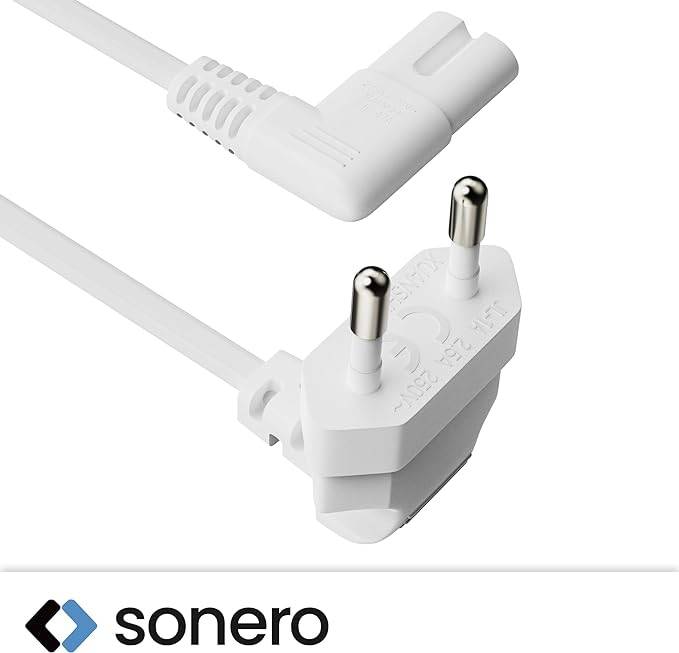 SONERO Netzkabel X-ESW-C7W-010W, Eurostecker, 90°, weiß, 1m