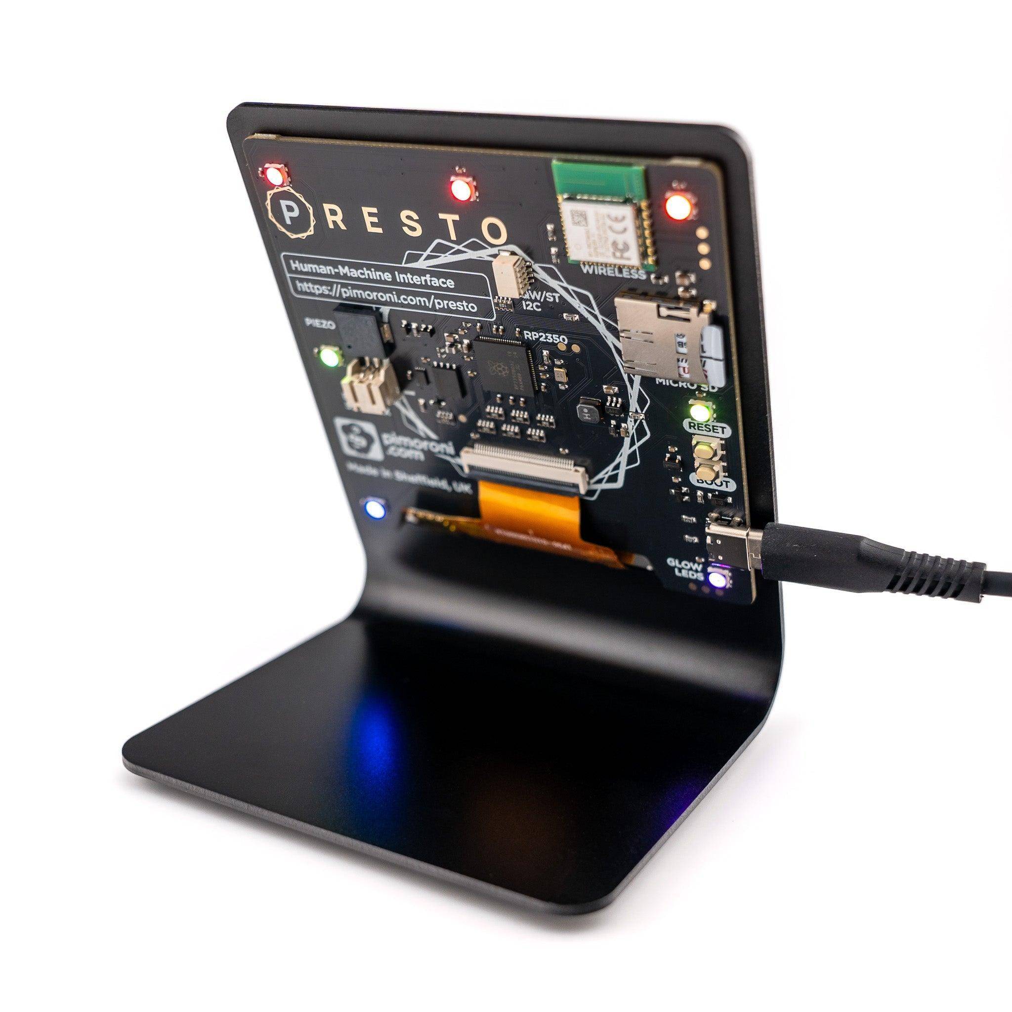 Pimoroni Presto, 4 Zoll IPS Touchscreen Desktop Display, RP2350, WLAN, Bluetooth, microSD, USB-C
