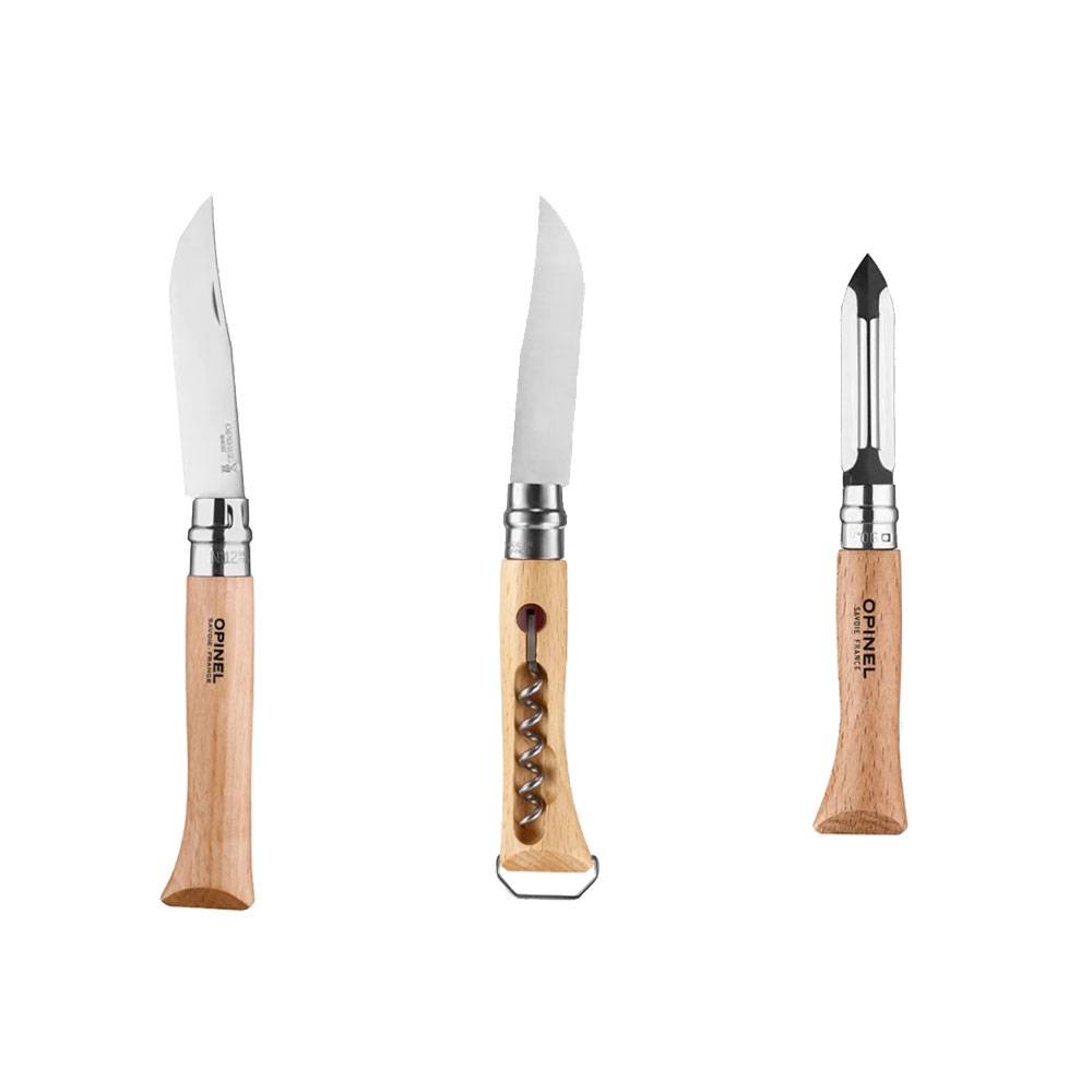 Opinel Nomad Cooking Kit 5-teiliges Outdoor-Messerset - Buche