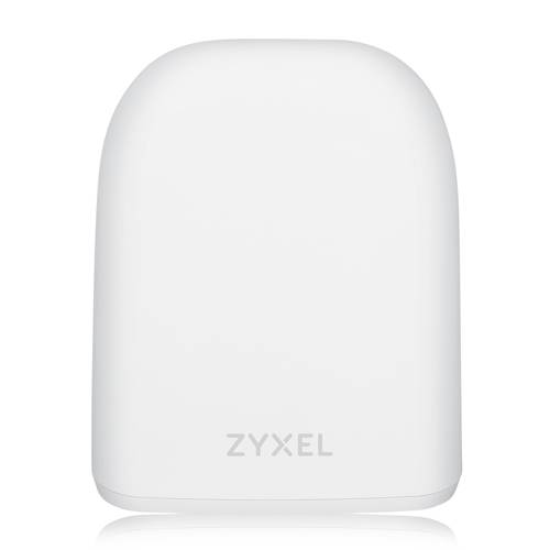 Weißer Zyxel WLAN-Router oder Access Point mit abgerundeter rechteckiger Form auf einfachem Hintergrund.
