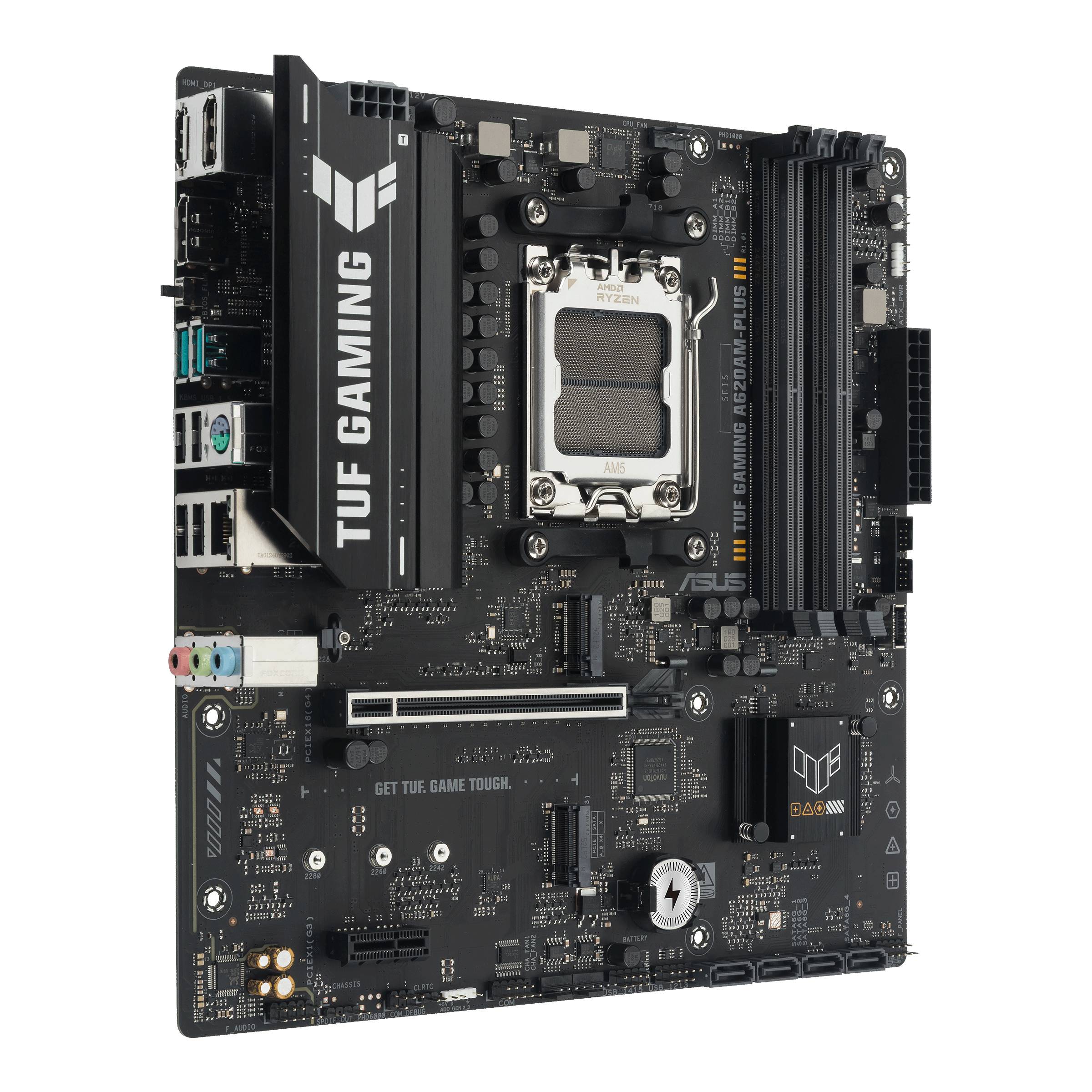 ASUS TUF GAMING A620AM-PLUS - Motherboard - micro ATX - Socket AM5 - AMD A620A Chipsatz - USB 3.2 Gen 1, USB-C 3.2 Gen 1, USB 3.2 Gen 2 - 2.5