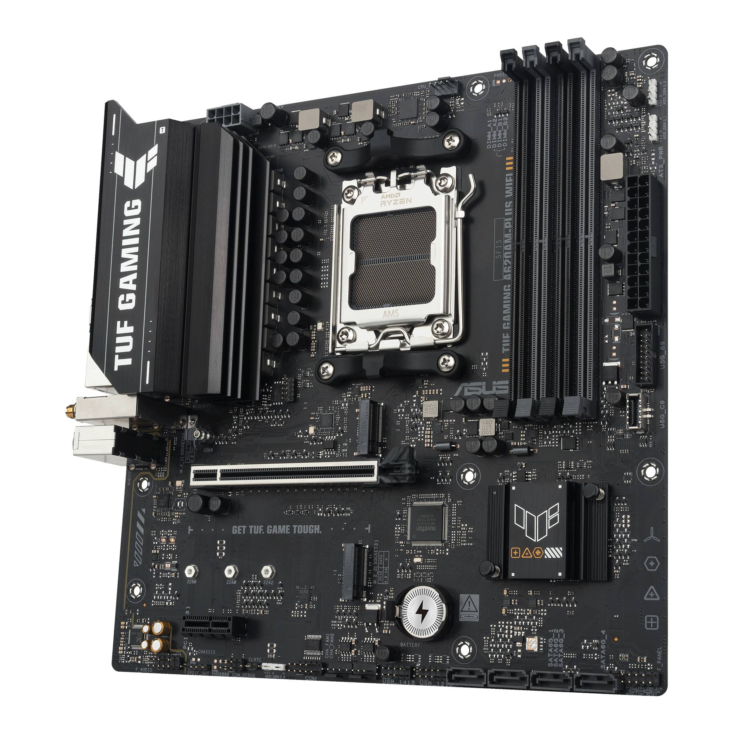ASUS TUF GAMING A620AM-PLUS WIFI - Motherboard - micro ATX - Socket AM5 - AMD A620A Chipsatz - USB 3.2 Gen 1, USB-C 3.2 Gen 1, USB 3.2 Gen 2 - 2.5
