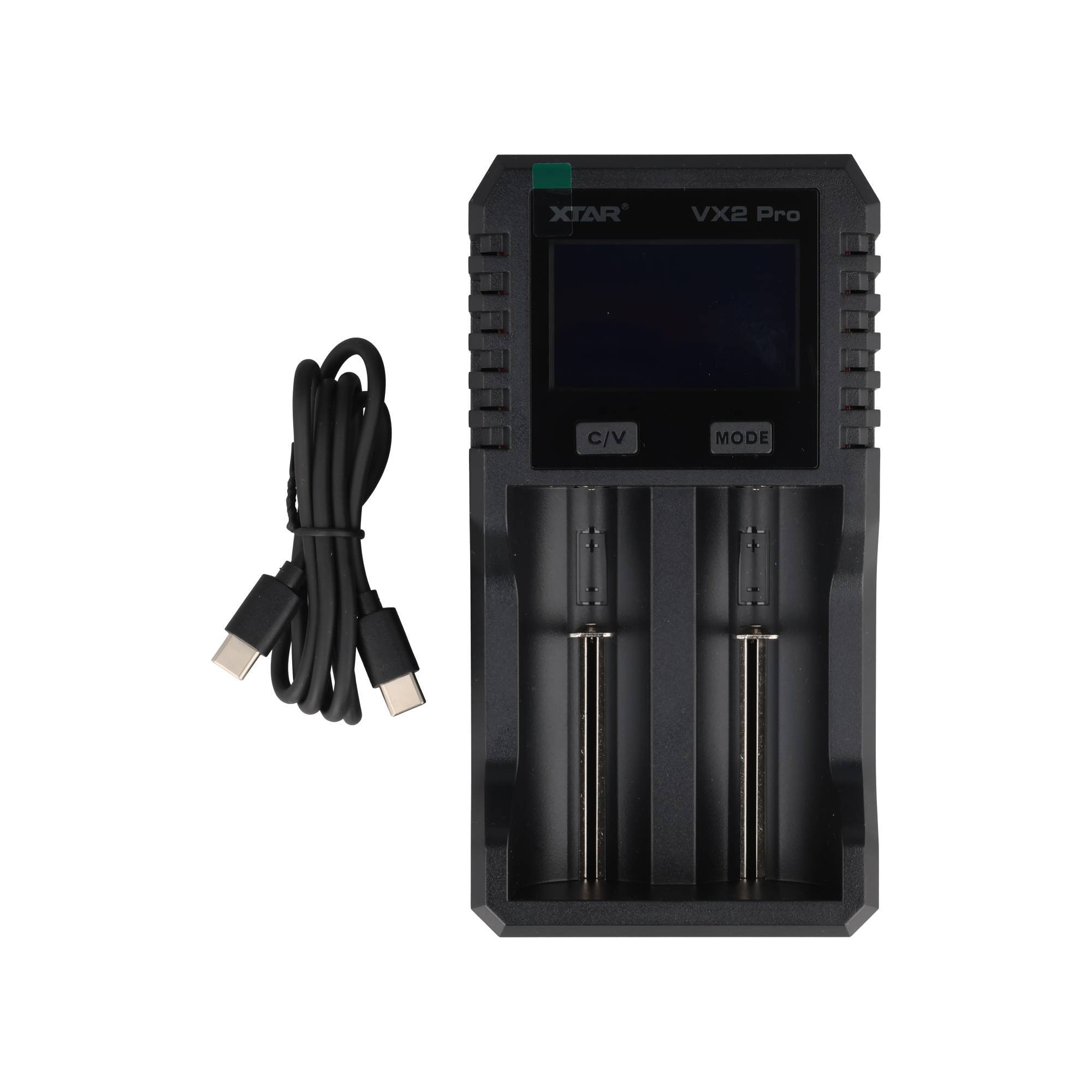 XTAR VX2 Pro, Akku-Ladegerät für Rundzellen, Li-Ionen, LiFePO4 und NiMH Akku