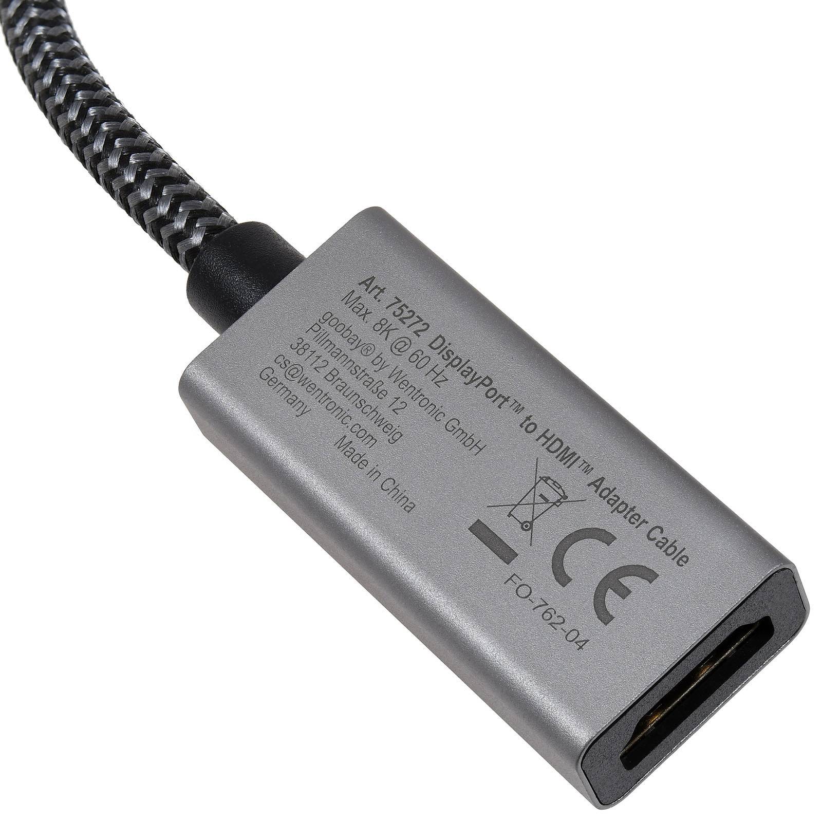 goobay DisplayPort-auf-HDMI-Adapterkabel, 8K/60 Hz