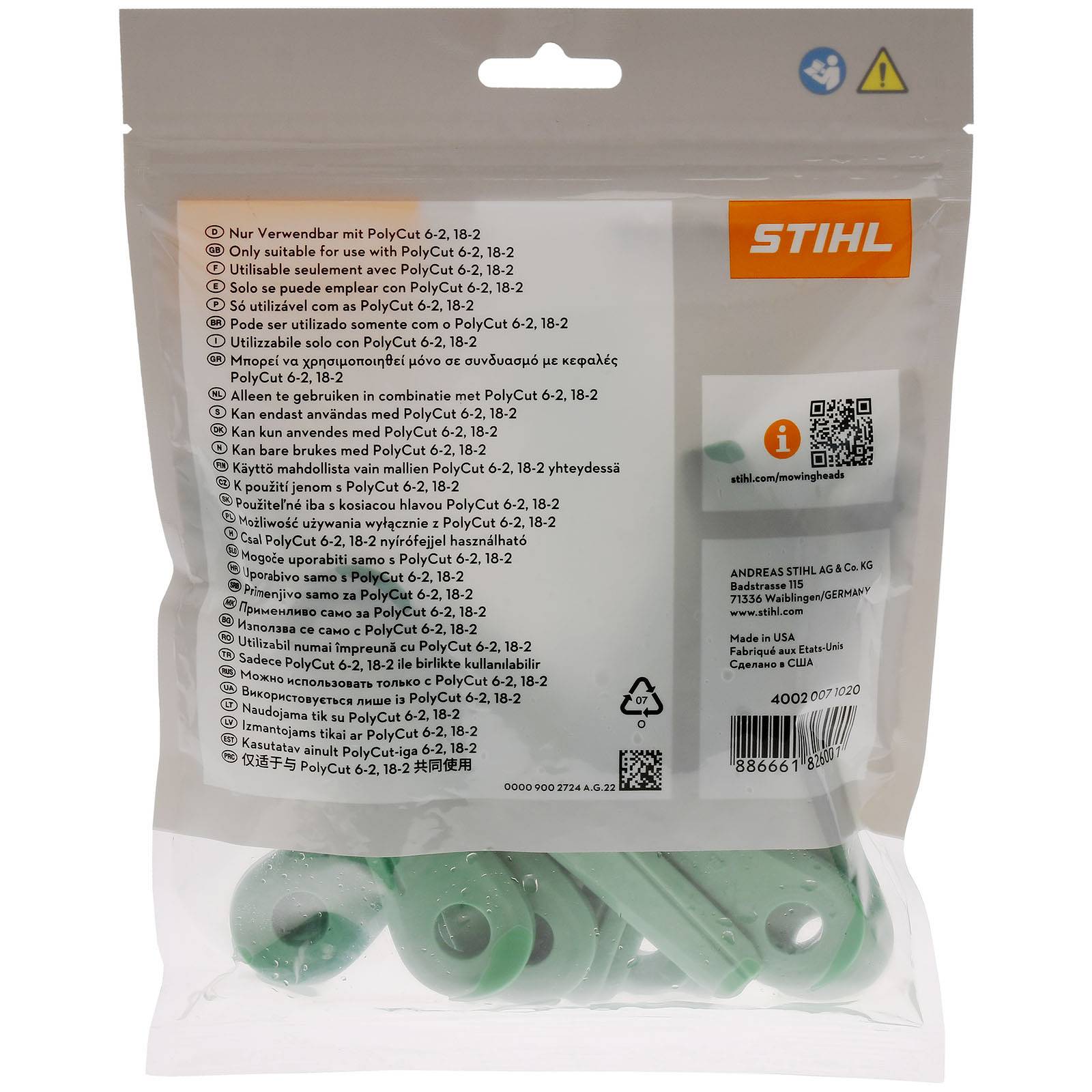 12x Stihl Kunststoffmesser PolyCut 6-2 und PolyCut 18-2 , 40020071020