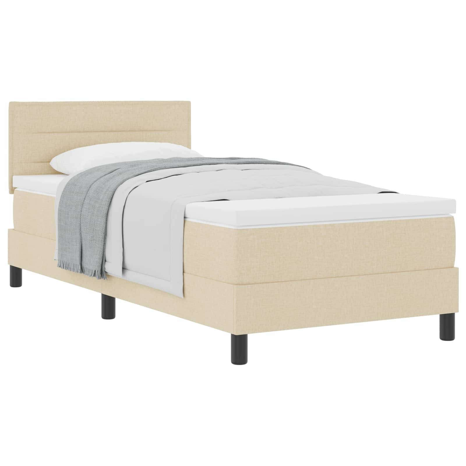 vidaXL Boxspringbett mit Kopfteil Creme 80 x 200 cm Stoff