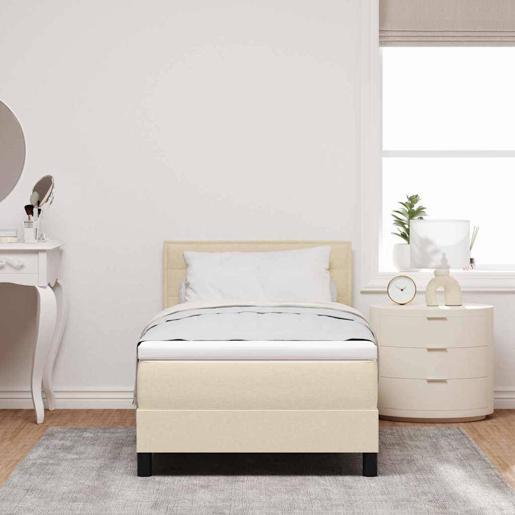 vidaXL Boxspringbett mit Kopfteil Creme 80 x 200 cm Stoff
