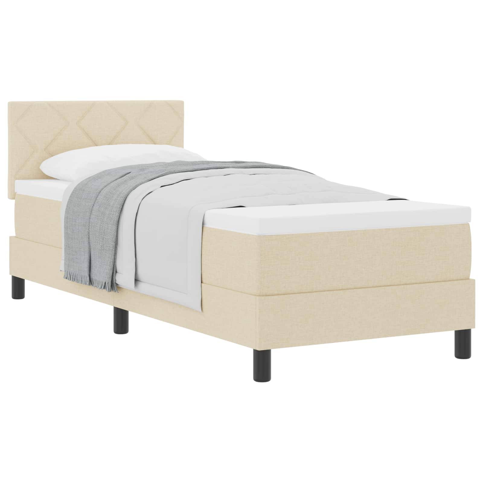 vidaXL Boxspringbett mit Kopfteil Creme 80 x 200 cm Stoff
