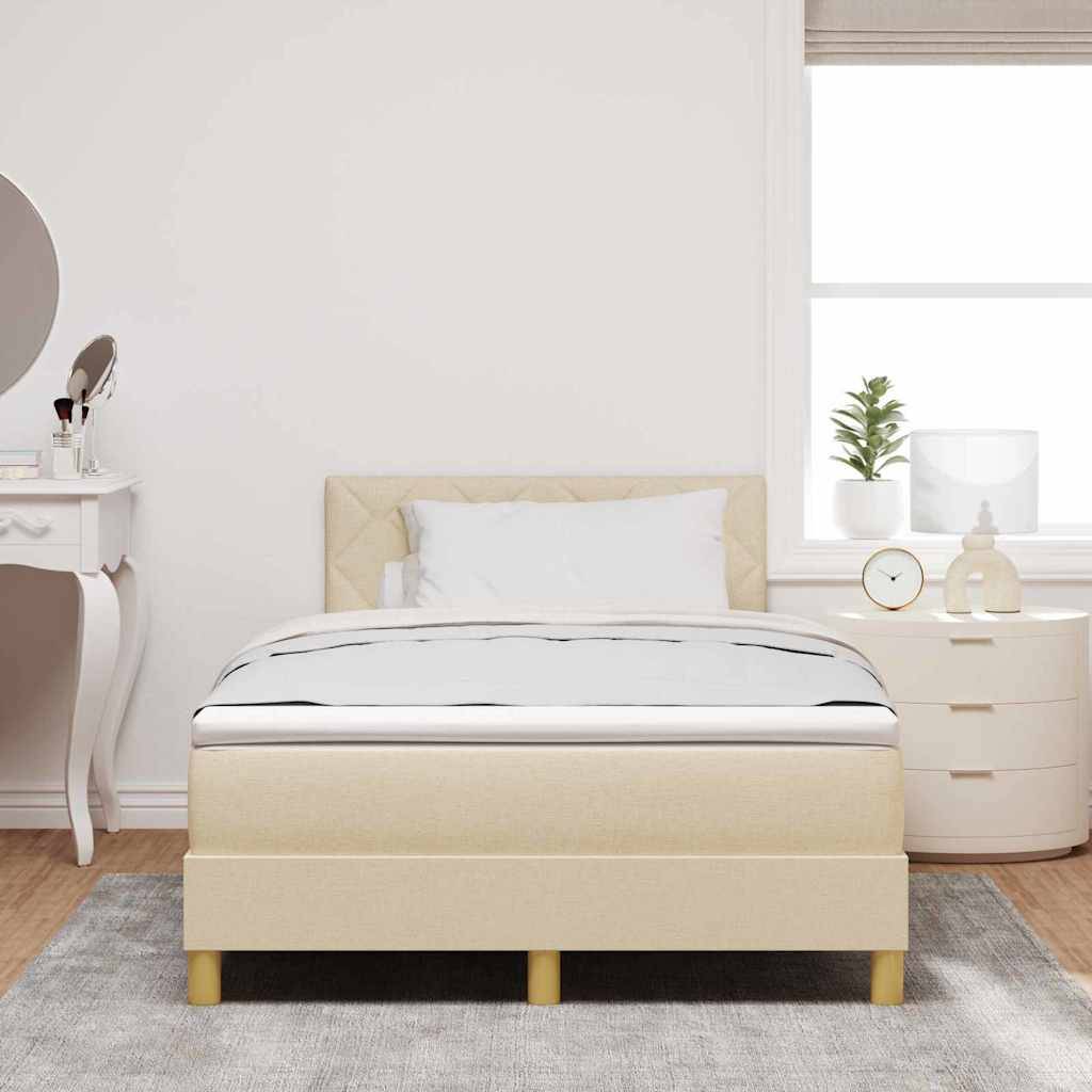 vidaXL Boxspringbett mit Kissen mit Kopfteil Creme 120 x 190 cm Stoff