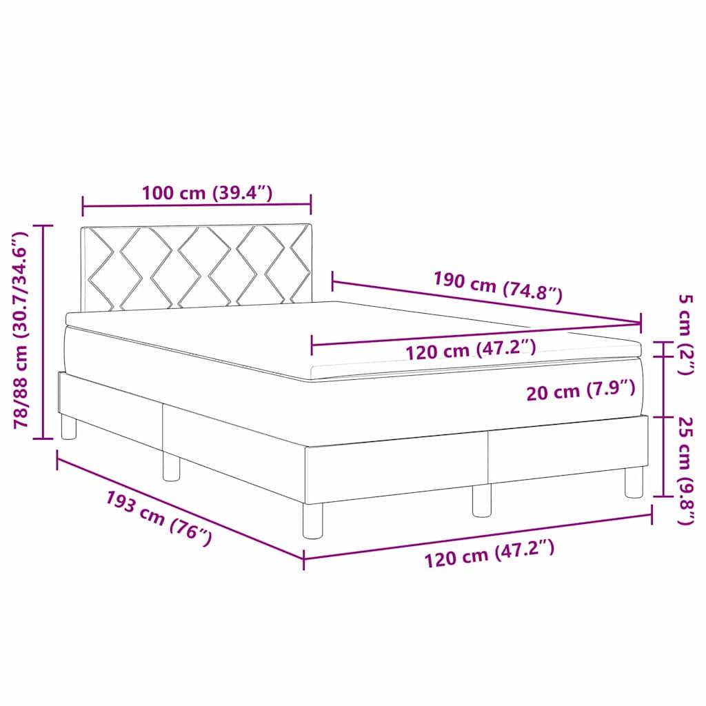 vidaXL Boxspringbett mit Kopfteil Blau 120 x 190 cm Stoff