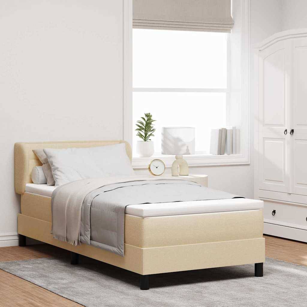 vidaXL Boxspringbett mit Matratze mit Kopfteil Creme 80 x 200 cm Stoff