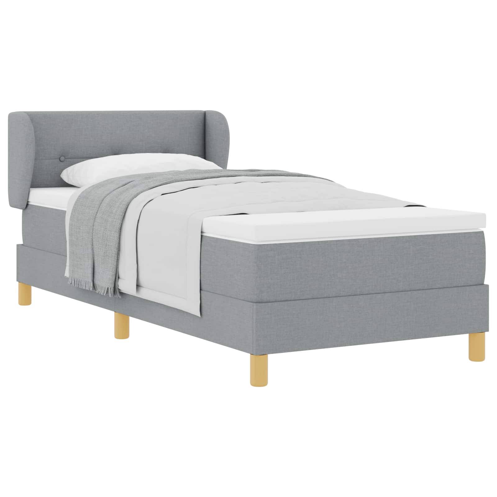 vidaXL Boxspringbett mit Kopfteil Hellgrau 90 x 190 cm Stoff
