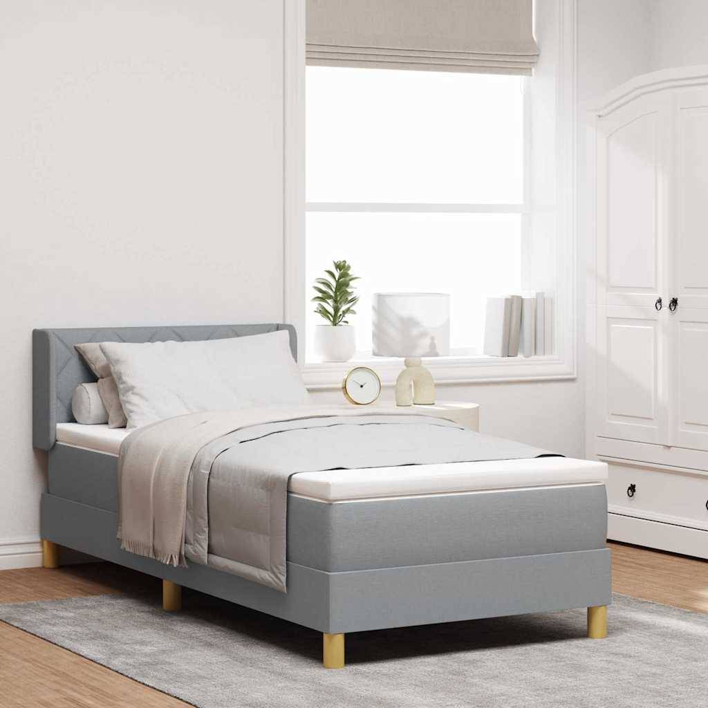 vidaXL Boxspringbett mit Kopfteil Hellgrau 190 x 90 cm Stoff
