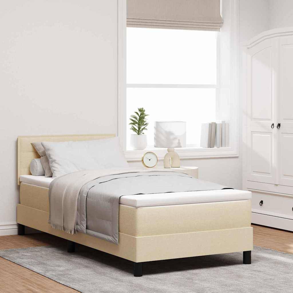 vidaXL Boxspringbett mit Kopfteil Creme 80 x 200 cm Stoff