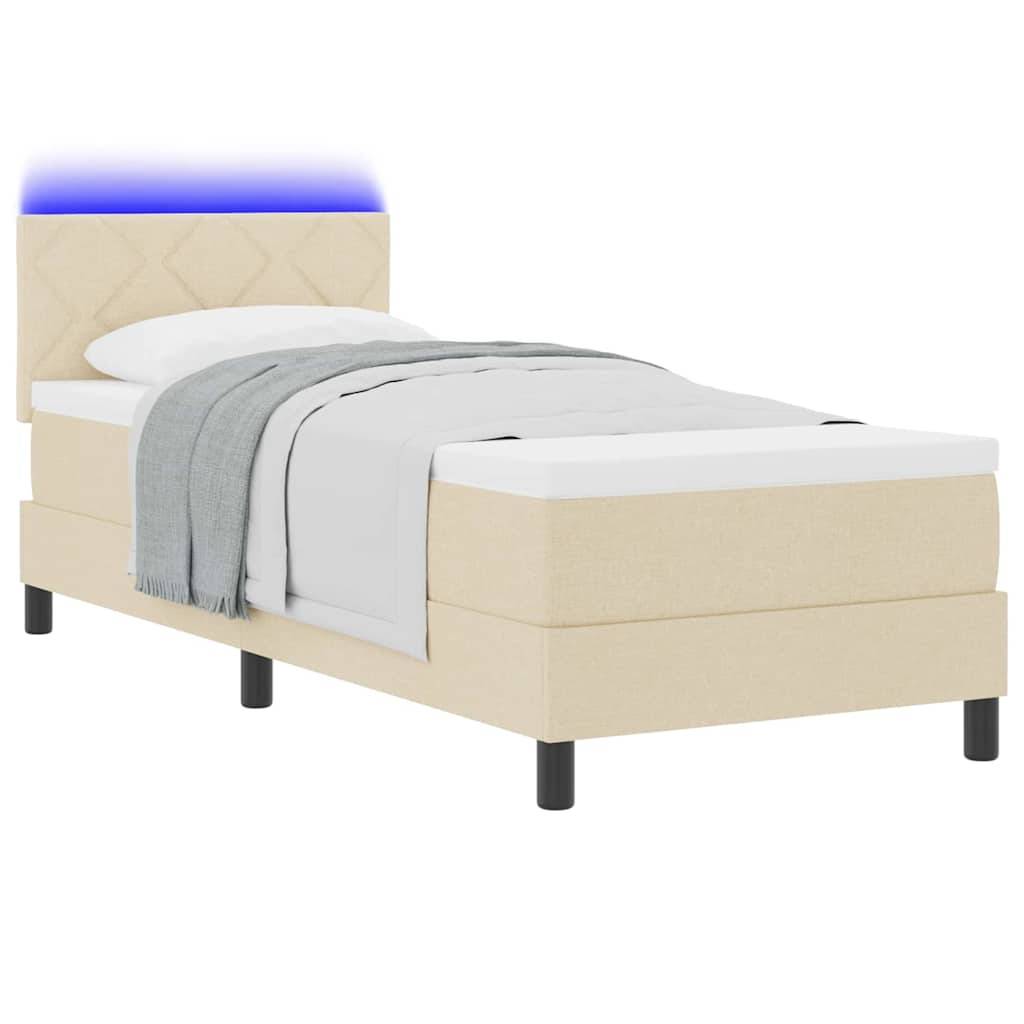 vidaXL Boxspringbett mit LED-Lichtleisten Creme 80 x 200 cm Stoff