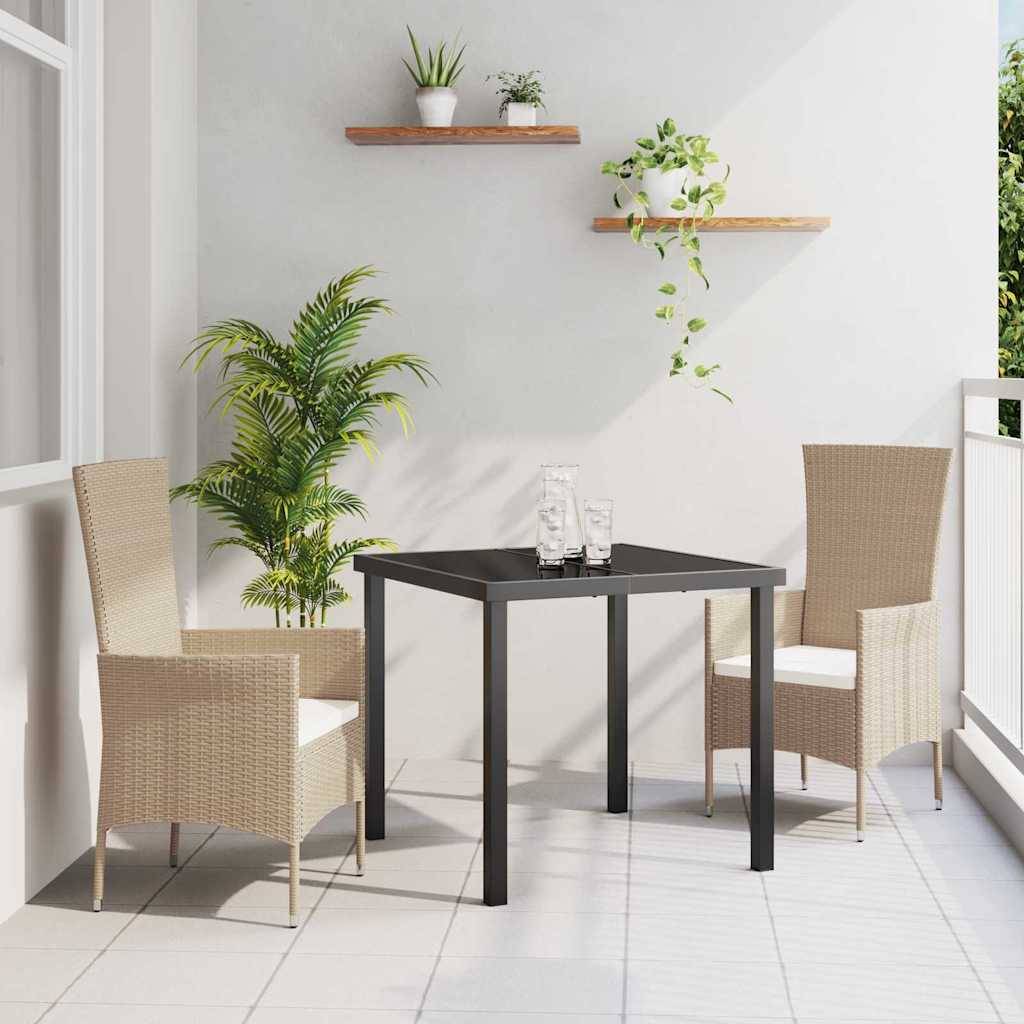 vidaXL Garten Essgruppe mit Kissen 3 pcs Beige Poly-Rattan