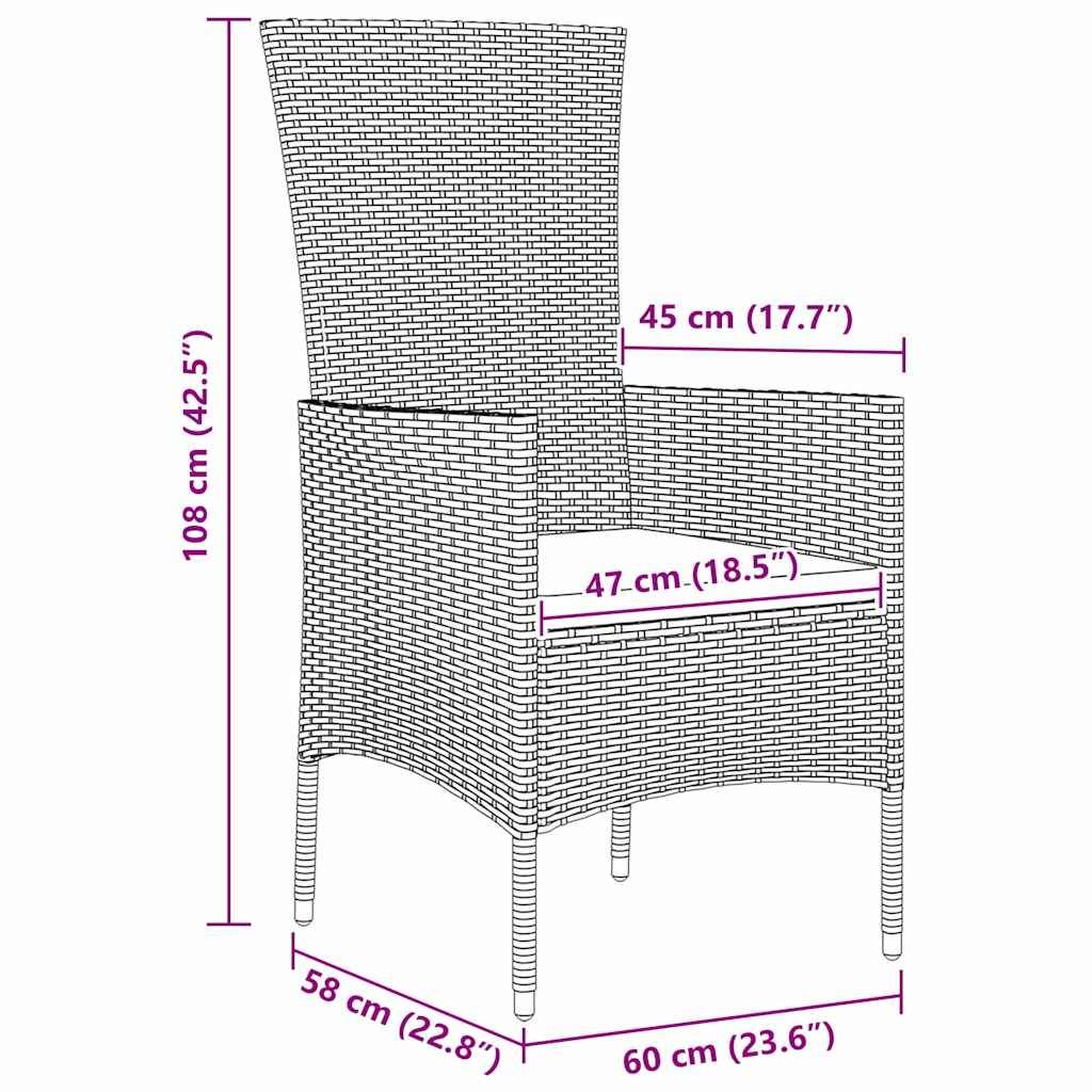 vidaXL Garten Essgruppe mit Kissen 3 pcs Beige Poly-Rattan