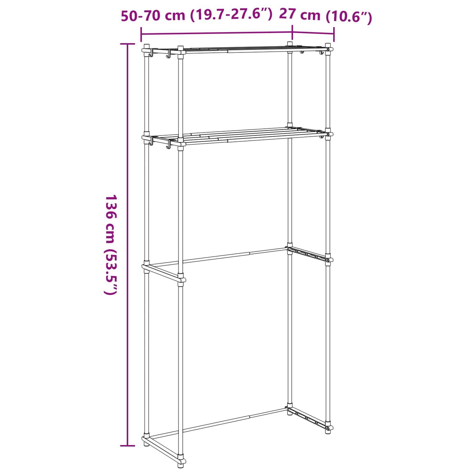 vidaXL Waschmaschinenregal Weiß 70 x 27 x 136 cm Aluminium