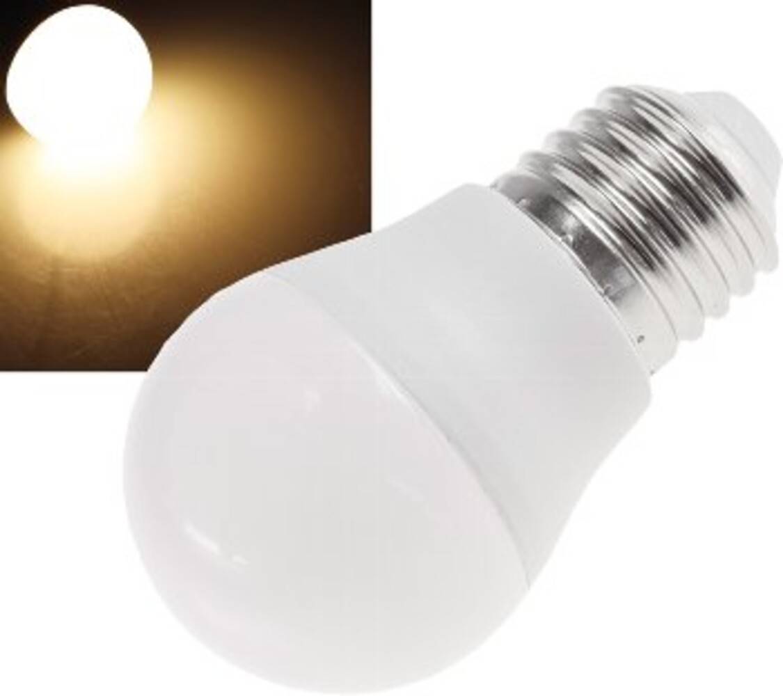 ChiliTec 20449 LED Tropfenlampe E27 "T25 SMD" warmweiß 3000k, 270lm, 230V/3W, 45mm