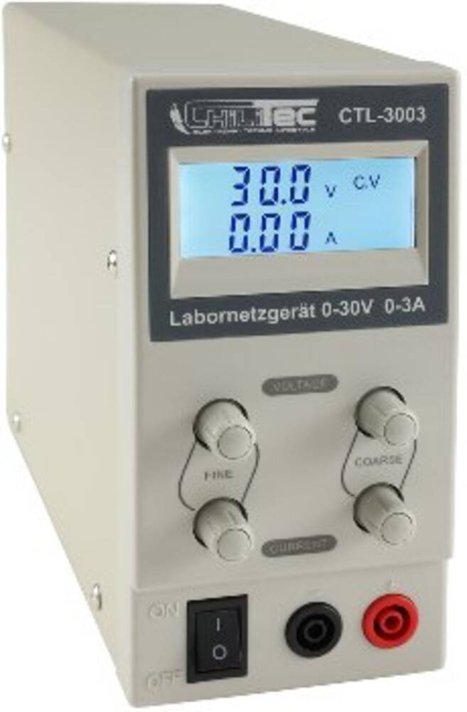 ChiliTec 20498 Regelbares Labornetzgerät "CTL-3003" beleuchtete LCD Anzeige, 0-30V, 0-3A