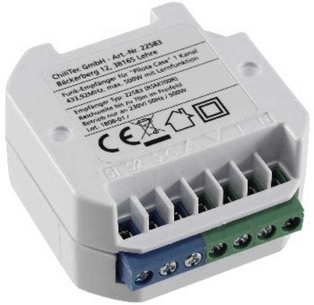 ChiliTec 22583 Funk-Empfänger RS für "Pilota Casa" max. 500W, für Rolladen-Steuerung
