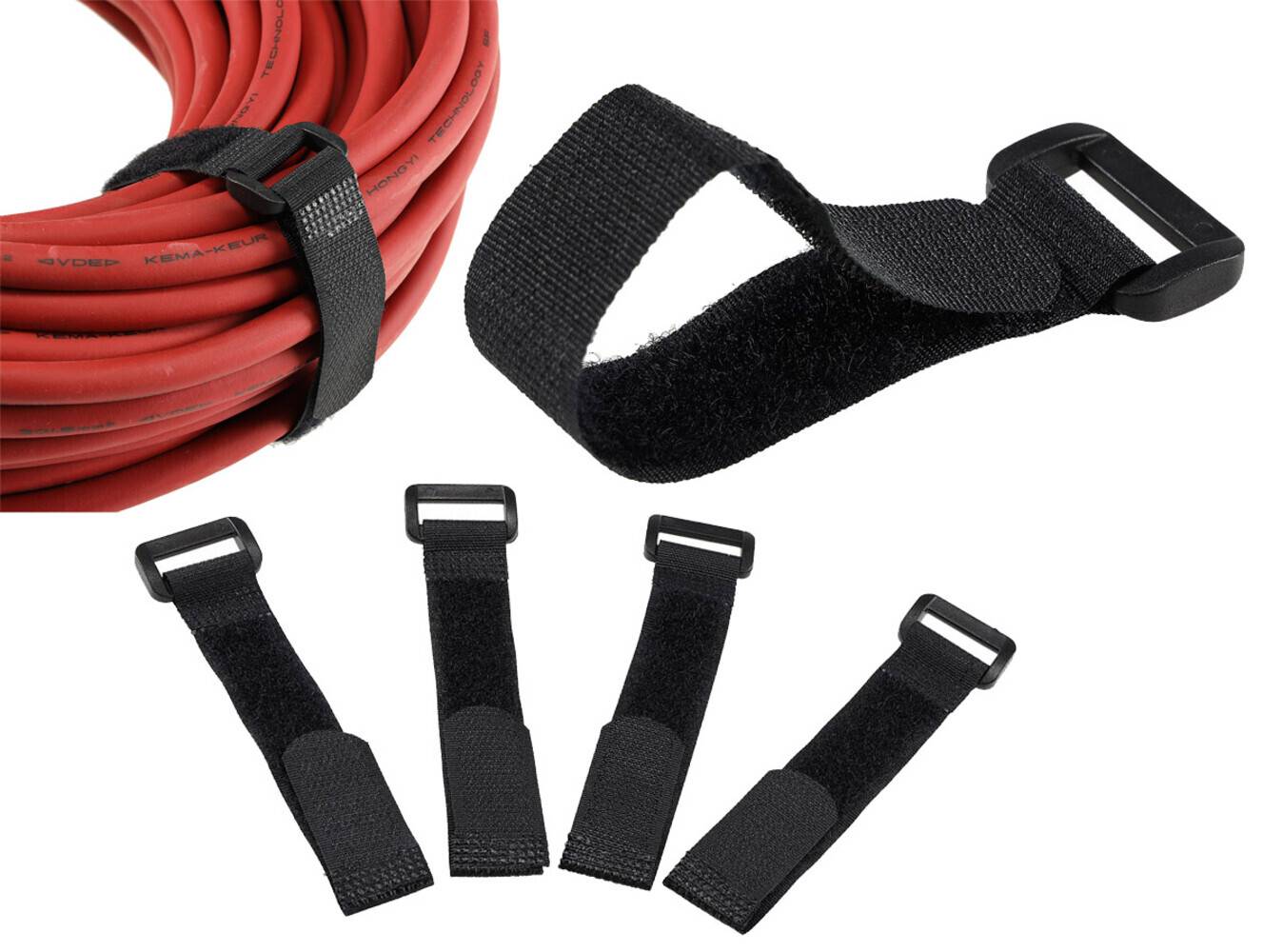 ChiliTec 22712 Klettband mit Öse, 5er Pack 15x2cm, schwarz