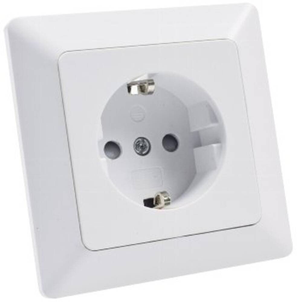 ChiliTec 22770 MILOS Schutzkontakt-Steckdose, weiß matt 250V~/ 16A, inkl. Rahmen, Klemmanschluss
