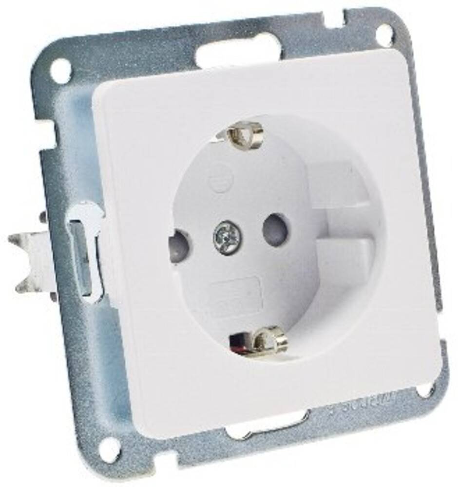 ChiliTec 22771 MILOS Schutzkontakt-Steckdose, weiß matt 250V~/ 16A, OHNE Rahmen, Klemmanschluss