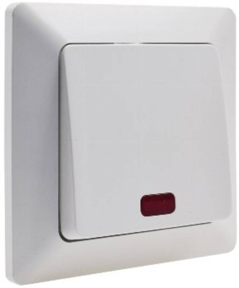 ChiliTec 22775 MILOS Kontroll-Schalter mit Lämpchen 250V~/ 10A, inkl. Rahmen, UP, weiß matt