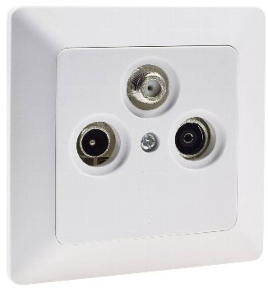 ChiliTec 22783 MILOS Antennendose TV+Radio+Sat inkl. Rahmen, UP, weiß matt