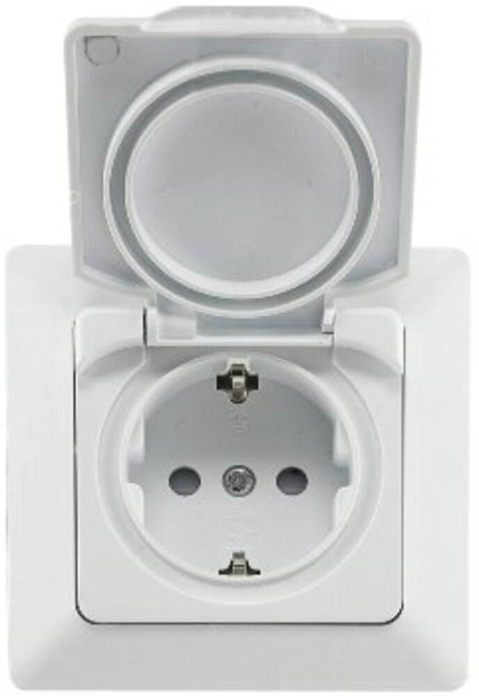 ChiliTec 22785 MILOS Schutzkontakt-Steckdose IP44 250V~/ 16A, inkl. Rahmen, UP, weiß matt
