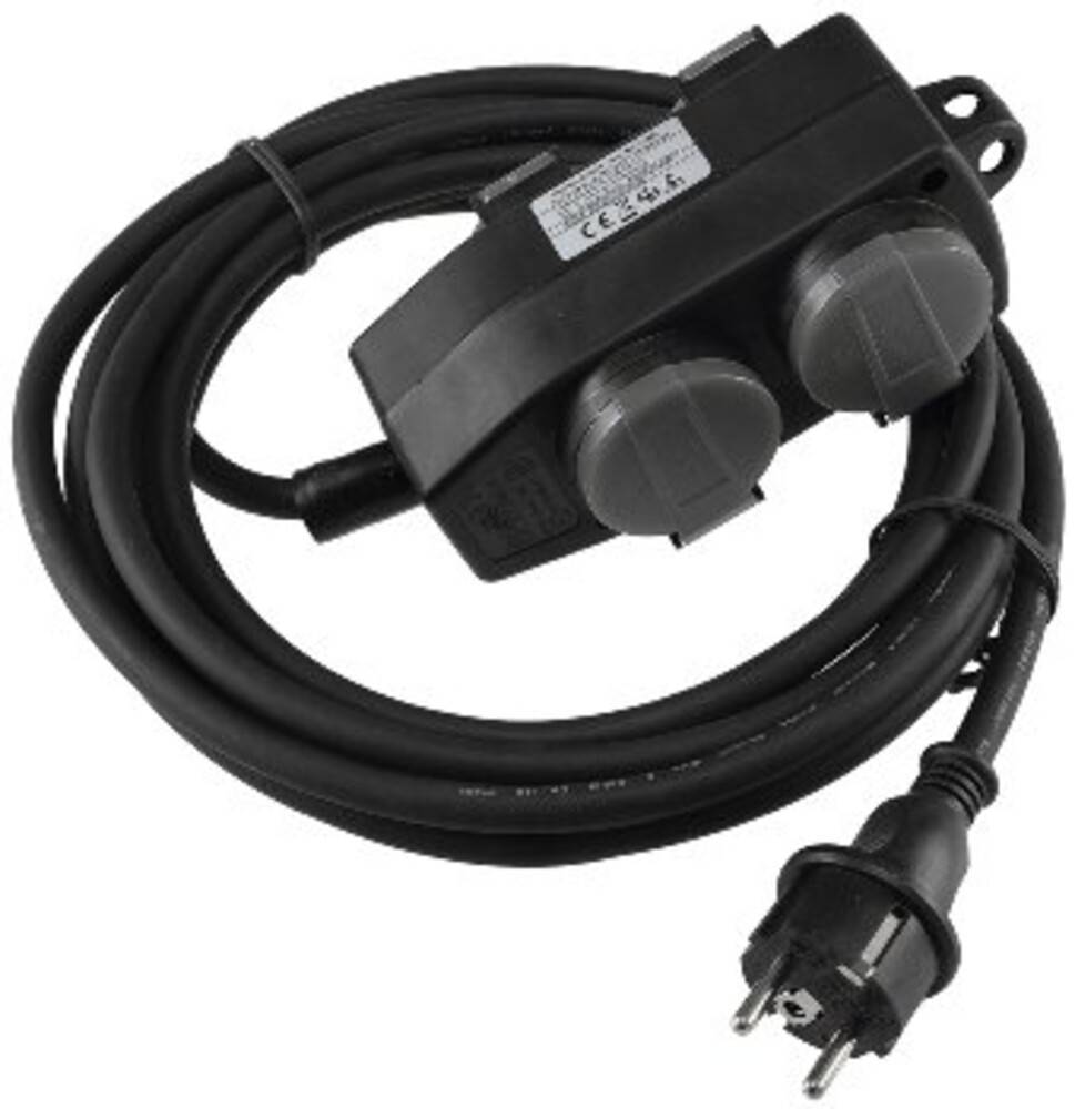 ChiliTec 22824 Werkstatt-Steckdose, 4-fach, 5m Kabel IP44, mit Aufhänger, H07RN-F 3G1,5mm²