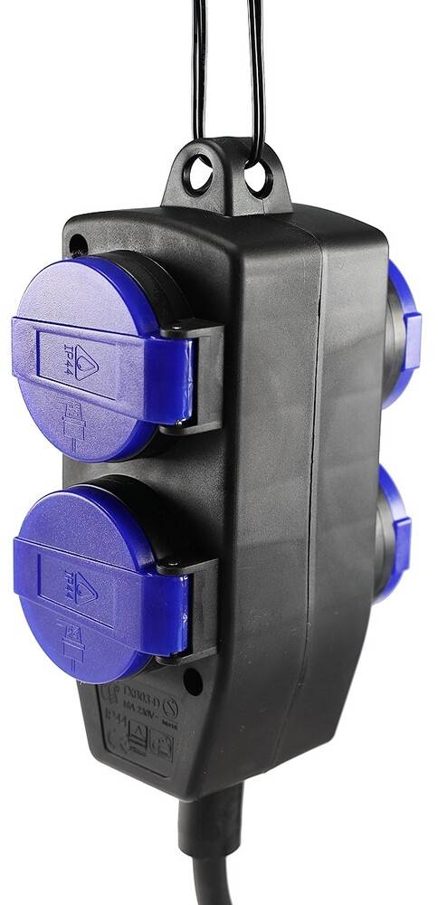 ChiliTec 22824 Werkstatt-Steckdose, 4-fach, 5m Kabel IP44, mit Aufhänger, H07RN-F 3G1,5mm²