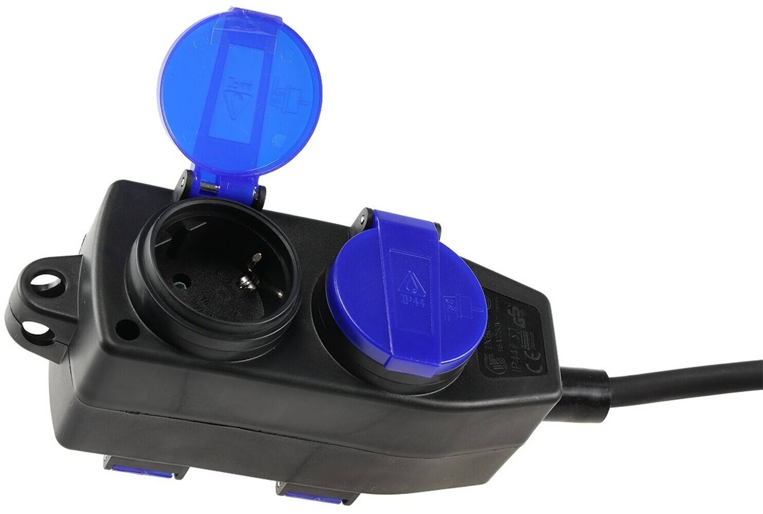 ChiliTec 22824 Werkstatt-Steckdose, 4-fach, 5m Kabel IP44, mit Aufhänger, H07RN-F 3G1,5mm²