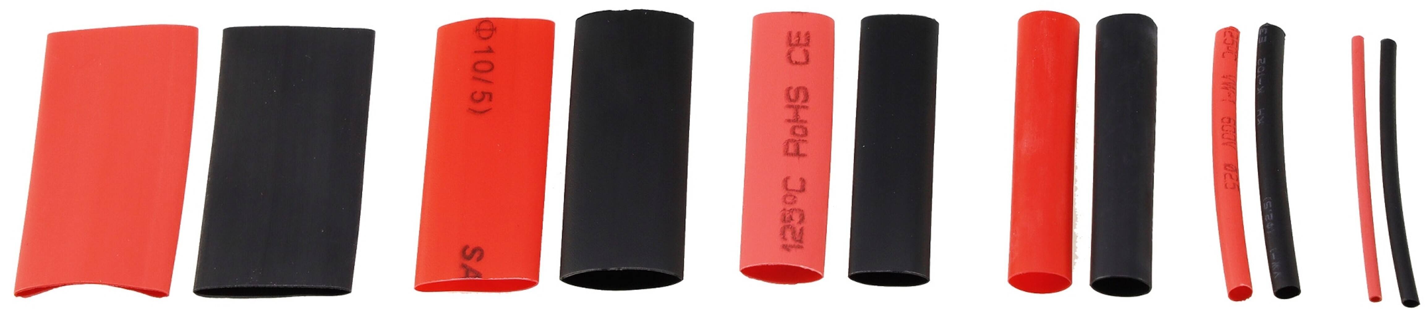 ChiliTec 22878 Schrumpfschlauch-Sortiment, 560-teilig in Plastikbox, Ratio 2:1, schwarz + rot
