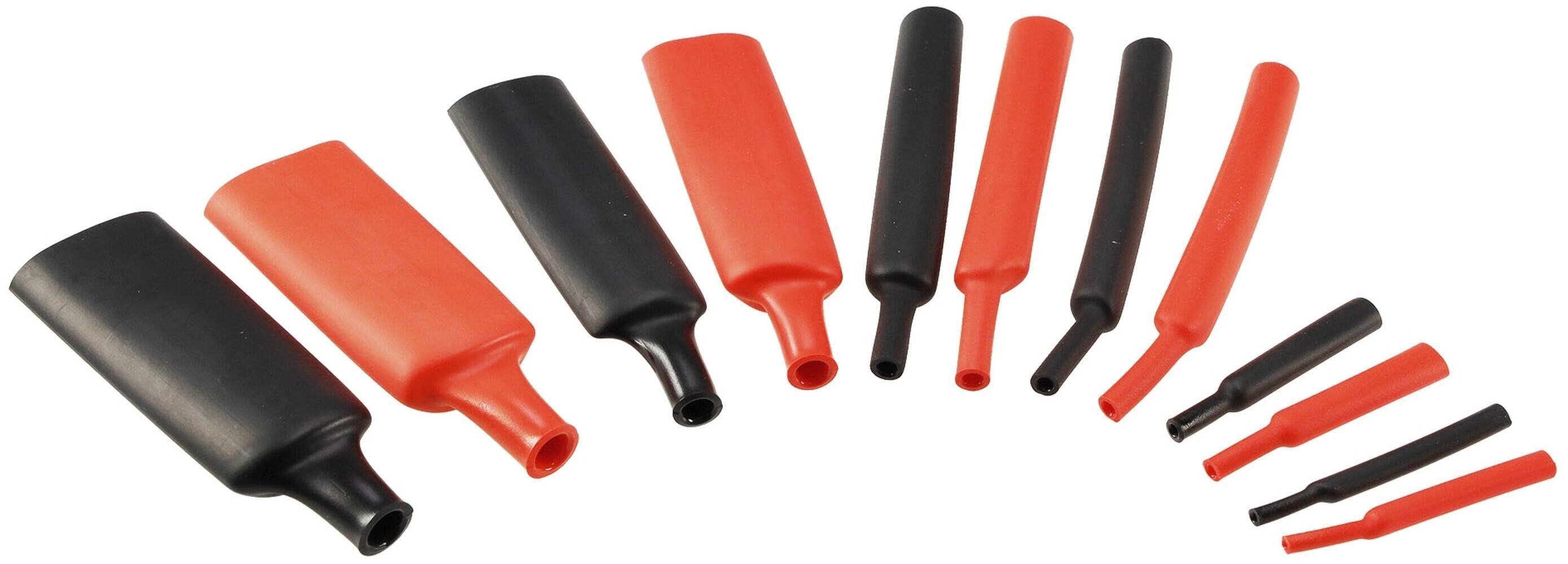 ChiliTec 22878 Schrumpfschlauch-Sortiment, 560-teilig in Plastikbox, Ratio 2:1, schwarz + rot