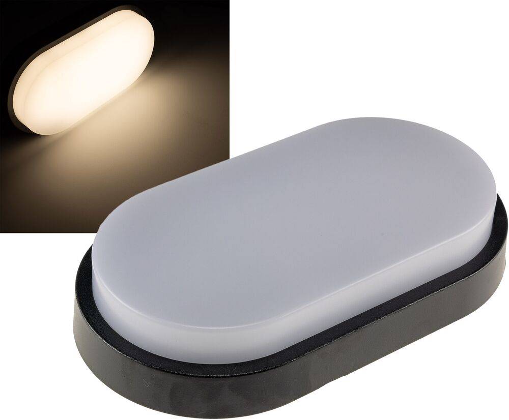 ChiliTec 23702 LED Wandleuchte "PALAU" IP54, 3000K Oval, 10 Watt, 966 Lumen, Anthrazit
