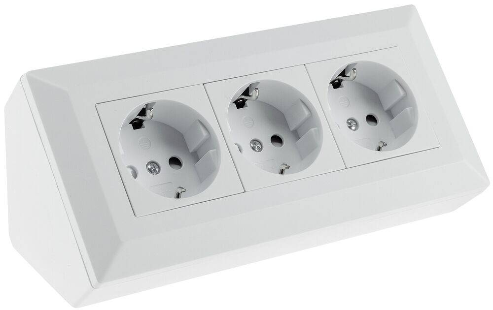 ChiliTec 23631 3-fach Steckdosenblock, weiß matt 250V~/ 16A, Aufbaumontage