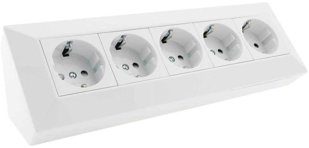 ChiliTec 23640 5-fach Steckdosenblock, weiß 250V~/ 16A, Aufbaumontage